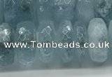 CAQ894 15.5 inches 5*12mm faceted rondelle aquamarine beads