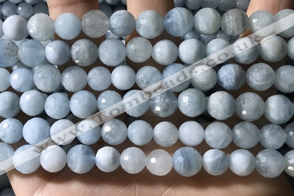 CAQ902 15.5 inches 8mm faceted round aquamarine beads