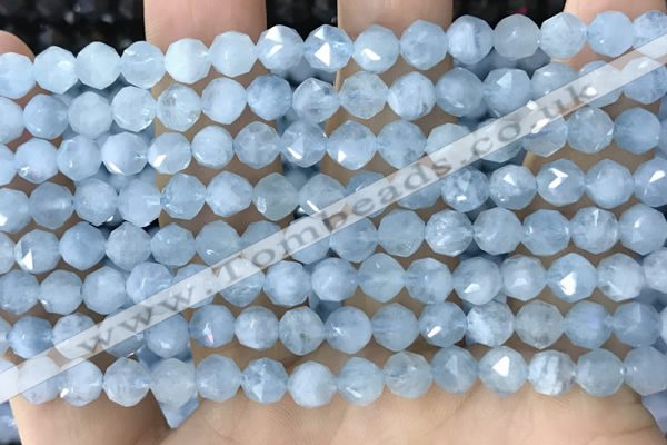 CAQ922 15.5 inches 6mm faceted nuggets aquamarine gemstone beads