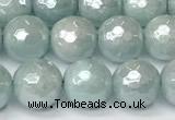 CAQ927 15 inches 8mm faceted round AB-color imitation aquamarine agate beads