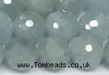 CAQ946 15 inches 8mm faceted round aquamarine beads