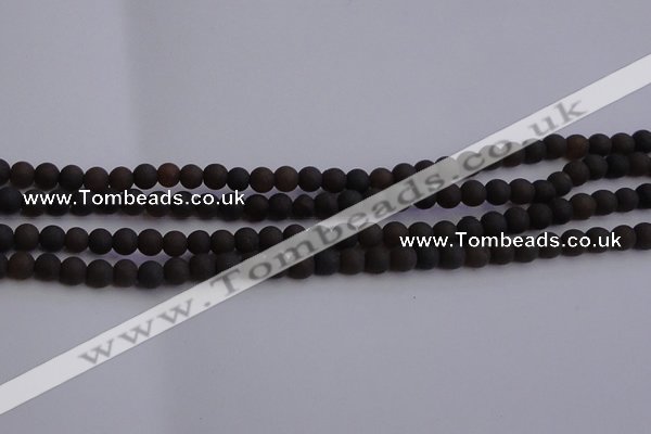 CAR208 15.5 inches 5mm - 6mm round matte natural amber beads