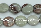 CAR32 15.5 inches 15mm flat round artistic jasper beads wholesale