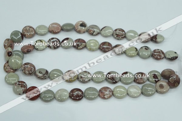 CAR32 15.5 inches 15mm flat round artistic jasper beads wholesale