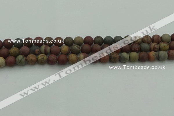 CAR361 15.5 inches 6mm round matte red artistic jasper beads