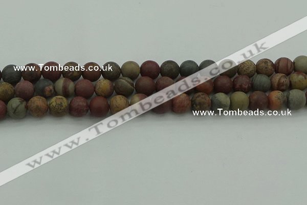 CAR362 15.5 inches 8mm round matte red artistic jasper beads