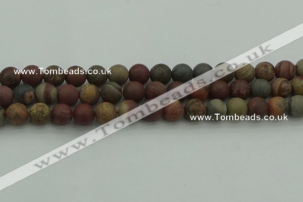 CAR363 15.5 inches 10mm round matte red artistic jasper beads