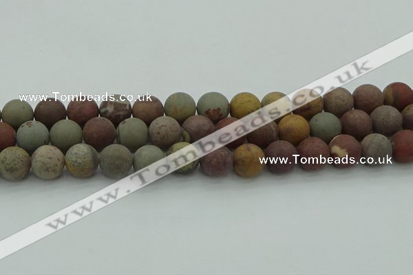 CAR364 15.5 inches 12mm round matte red artistic jasper beads