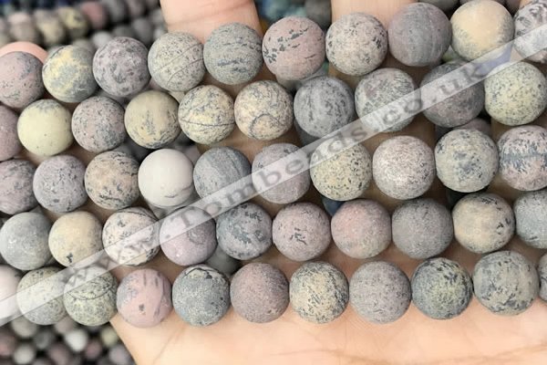 CAR373 15.5 inches 10mm round matte artistic jasper beads wholesale