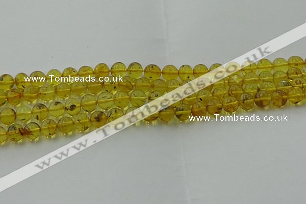 CAR522 15.5 inches 7mm - 8mm round natural amber beads wholesale