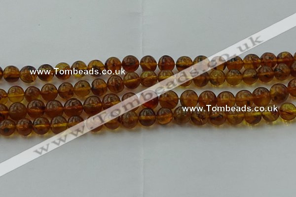 CAR527 15.5 inches 7mm - 8mm round natural amber beads wholesale