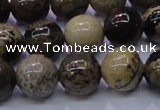 CAR53 15.5 inches 10mm round yellow artistic jasper beads