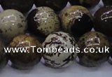 CAR55 15.5 inches 14mm round yellow artistic jasper beads