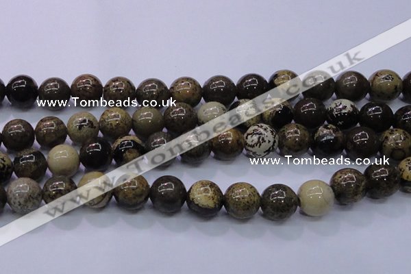 CAR55 15.5 inches 14mm round yellow artistic jasper beads