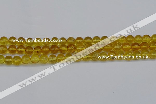 CAR552 15.5 inches 7mm - 8mm round natural amber beads wholesale