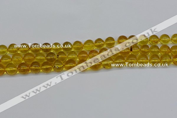 CAR564 15.5 inches 9mm - 10mm round natural amber beads wholesale