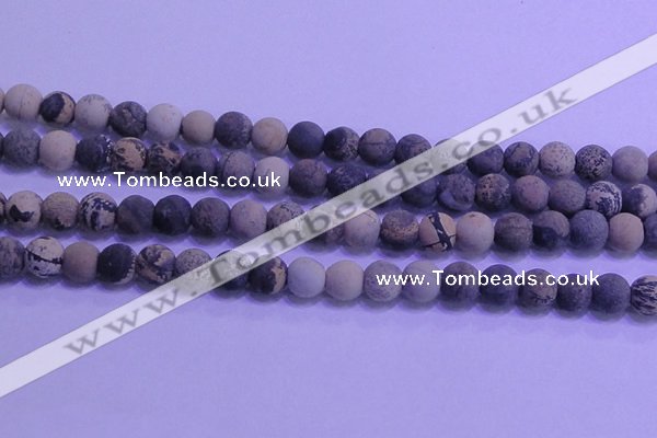 CAR63 15.5 inches 10mm round matte yellow artistic jasper beads