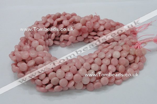 CAS15 15.5 inches 10mm flat round pink angel skin gemstone beads