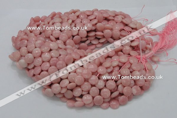 CAS16 15.5 inches 12mm flat round pink angel skin gemstone beads