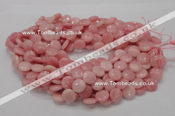 CAS17 15.5 inches 15mm flat round pink angel skin gemstone beads