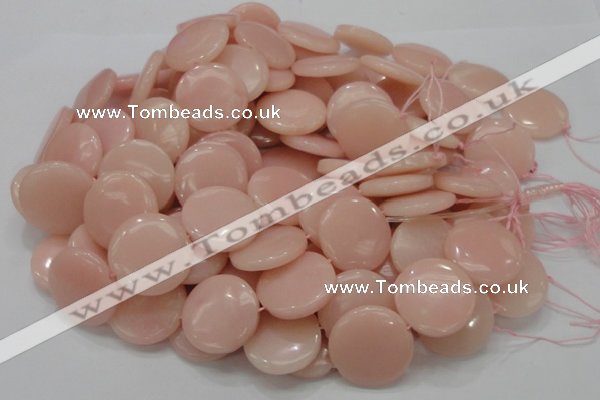 CAS18 15.5 inches 28mm flat round pink angel skin gemstone beads