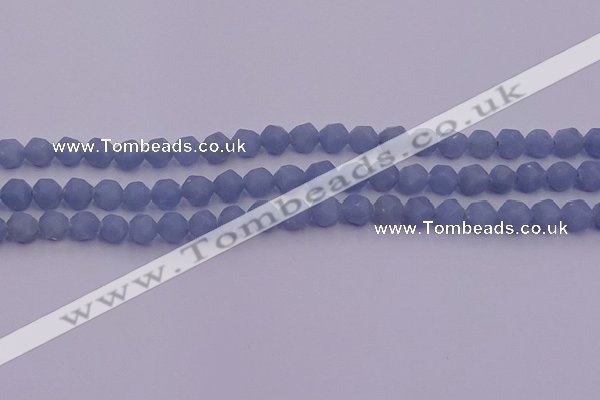 CAS210 15.5 inches 6mm faceted nuggets blue angel skin gemstone beads