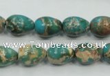 CAT05 15.5 inches 10*14mm teardrop natural aqua terra jasper beads