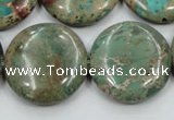 CAT07 15.5 inches 25mm flat round natural aqua terra jasper beads