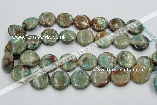 CAT07 15.5 inches 25mm flat round natural aqua terra jasper beads