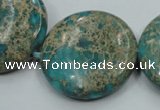 CAT08 15.5 inches 30mm flat round natural aqua terra jasper beads