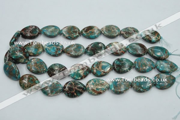 CAT12 15.5 inches 18*25mm flat teardrop natural aqua terra jasper beads