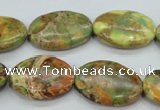 CAT125 15.5 inches 18*25mm oval dyed natural aqua terra jasper beads