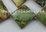 CAT134 22*22mm twisted diamond dyed natural aqua terra jasper beads