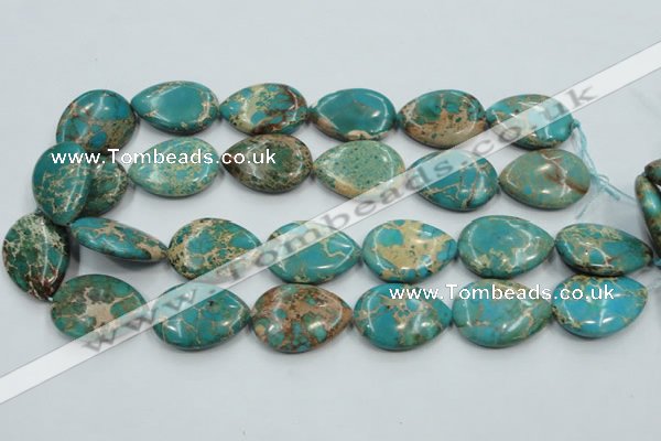 CAT14 15.5 inches 22*30mm flat teardrop natural aqua terra jasper beads