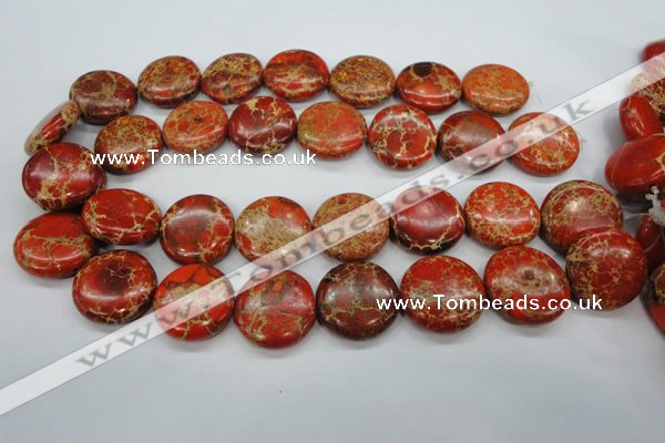 CAT195 15.5 inches 25mm flat round dyed natural aqua terra jasper beads