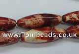 CAT208 15.5 inches 10*30mm rice dyed natural aqua terra jasper beads