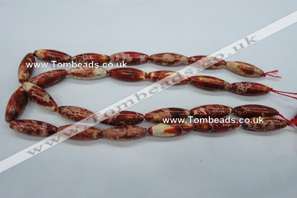 CAT208 15.5 inches 10*30mm rice dyed natural aqua terra jasper beads