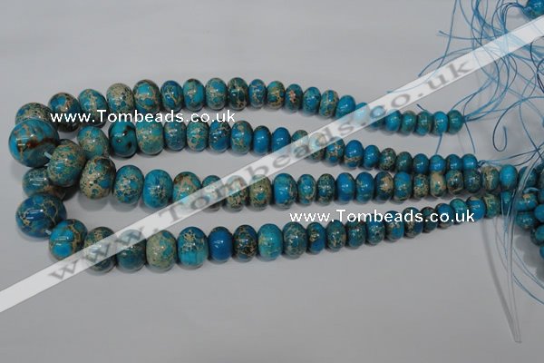 CAT302 15.5 inches 7*10mm – 15*20mm rondelle dyed aqua terra jasper beads