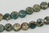 CAT5007 15.5 inches 8mm flat round natural aqua terra jasper beads