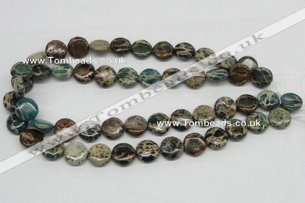 CAT5009 15.5 inches 16mm flat round natural aqua terra jasper beads