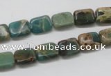 CAT5014 15.5 inches 8*10mm rectangle natural aqua terra jasper beads