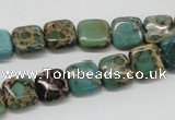 CAT5018 15.5 inches 10*10mm square natural aqua terra jasper beads