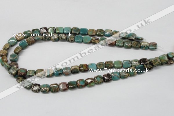 CAT5018 15.5 inches 10*10mm square natural aqua terra jasper beads