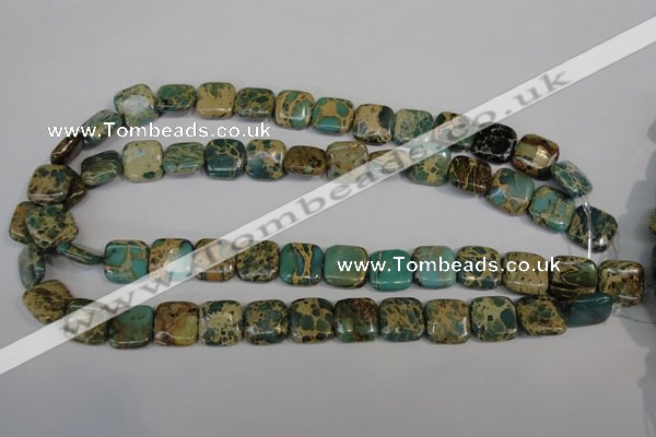 CAT5025 15.5 inches 14*14mm square natural aqua terra jasper beads