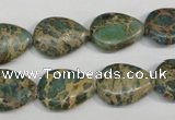 CAT5029 15.5 inches 13*18mm flat teardrop natural aqua terra jasper beads