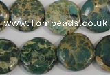 CAT5031 15.5 inches 20mm flat round natural aqua terra jasper beads