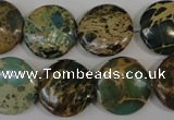 CAT5034 15.5 inches 18mm flat round natural aqua terra jasper beads