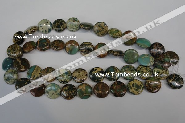 CAT5034 15.5 inches 18mm flat round natural aqua terra jasper beads