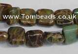 CAT5037 15.5 inches 6*6mm square natural aqua terra jasper beads