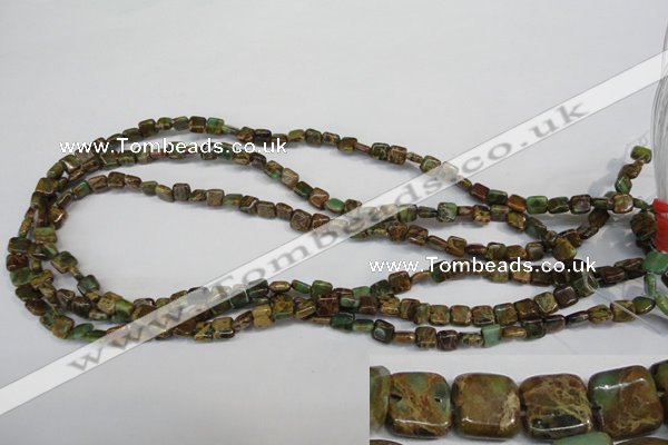 CAT5037 15.5 inches 6*6mm square natural aqua terra jasper beads